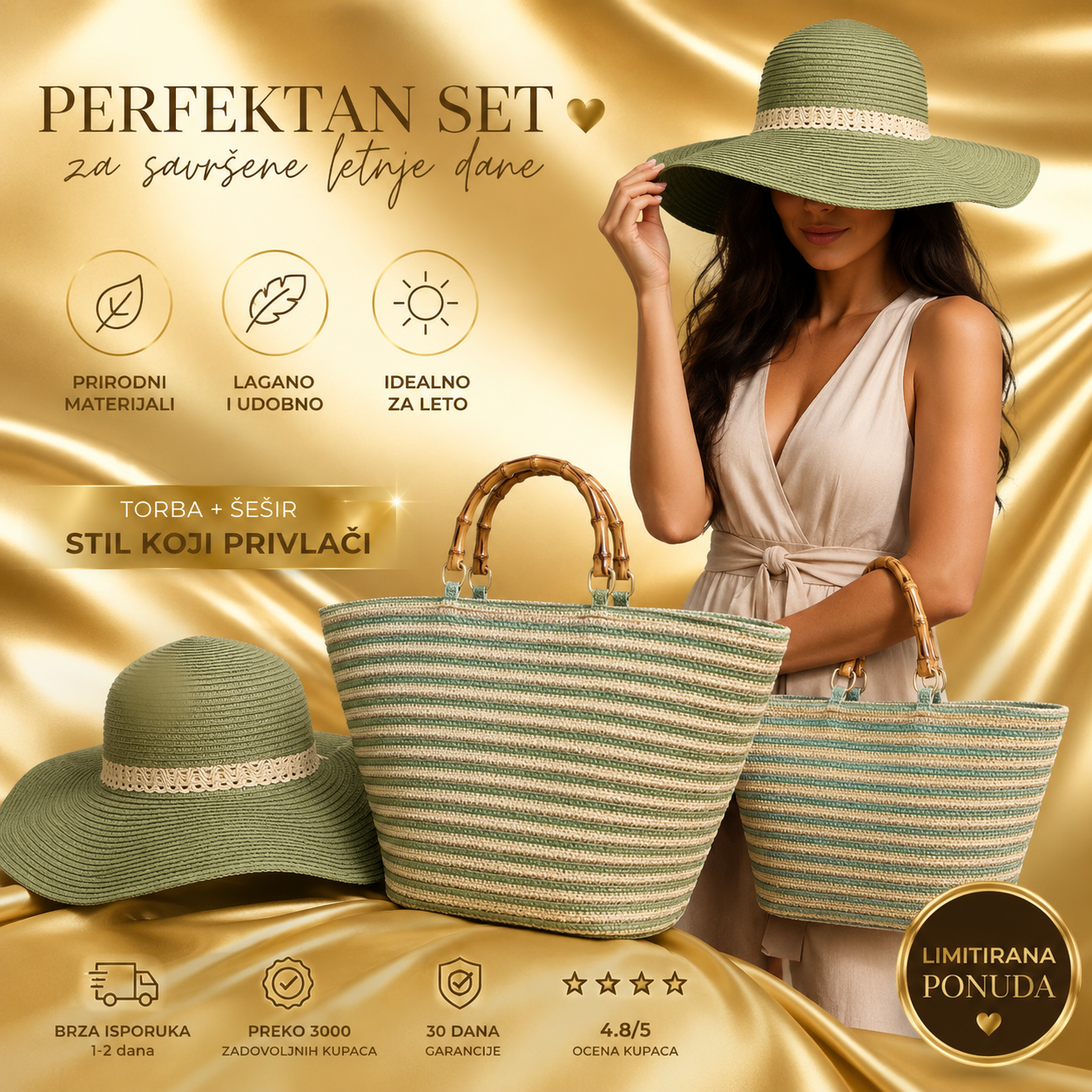 Torba i šešir-zeleni set