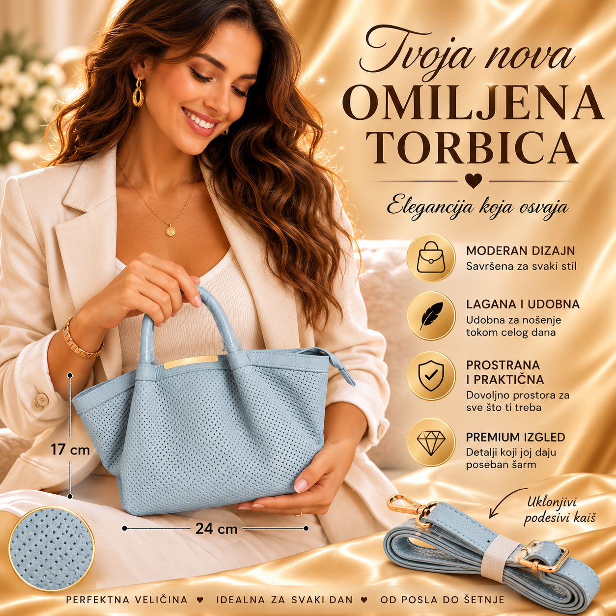 Plava elegantna torbica