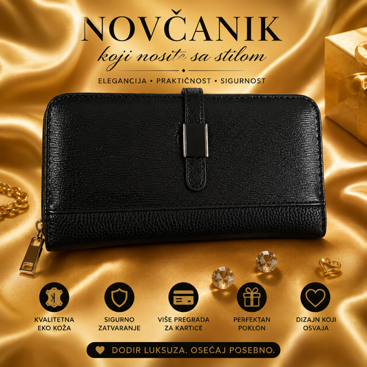Ženski crni novčanik