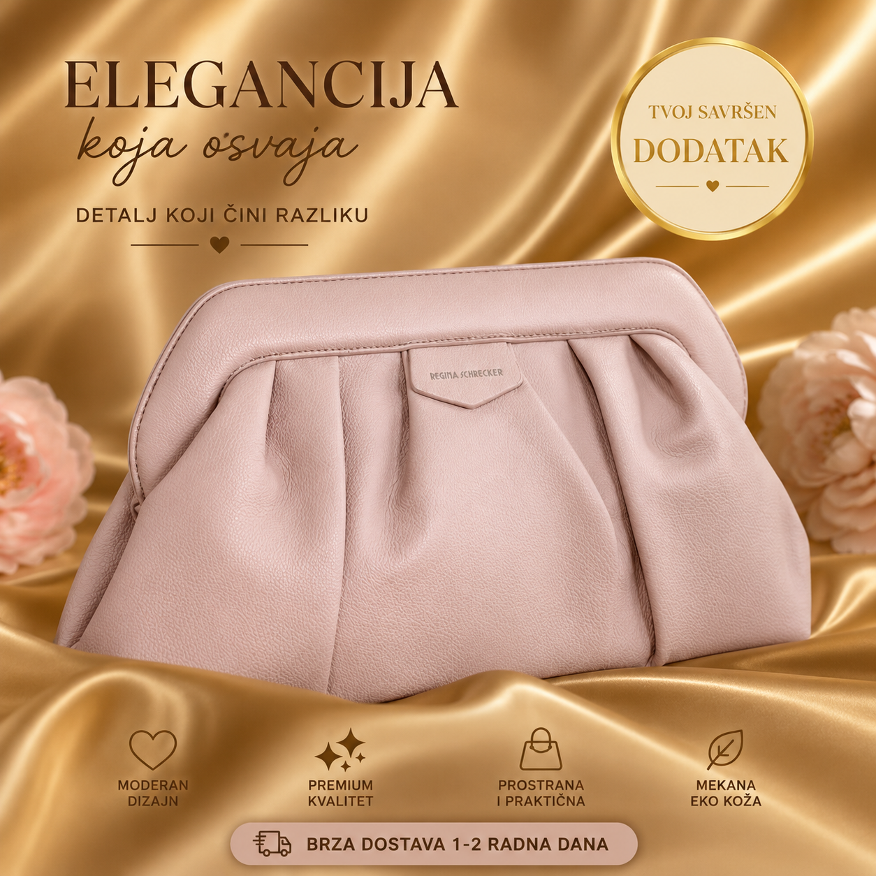 Puder roze ženska torbica