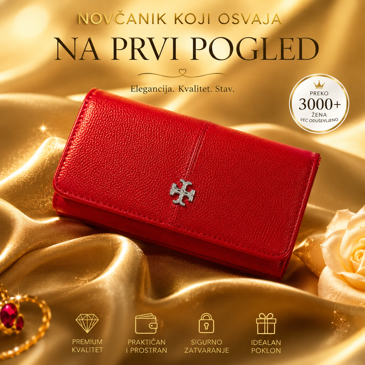 Ženski crveni novčanik