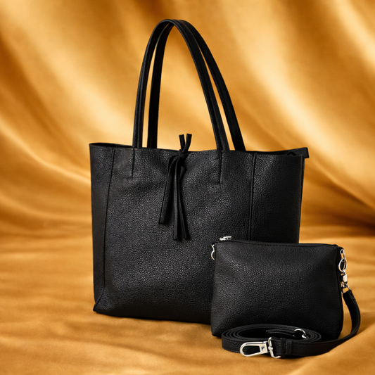 Ženska crna komotna torba + manja torbica